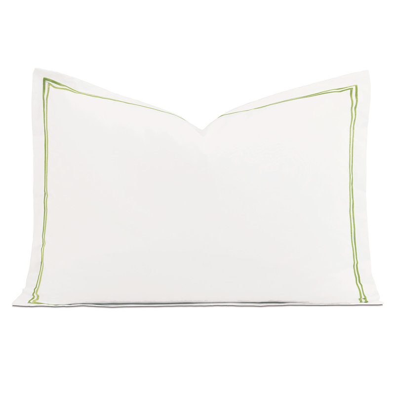Enzo 100% Cotton Pillow Sham, Queen, White/Lime