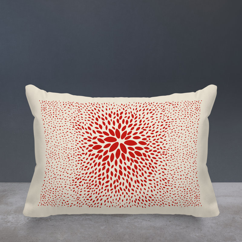 Bavaria Floral Outdoor Reversible Throw Pillow, Red/Cream
