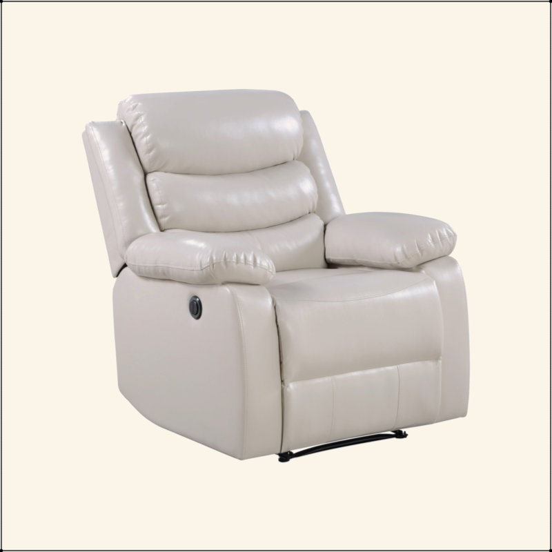 Synthetic Leather Power Motion Recliner, Beige