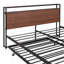Structure de lit plateforme grand en métal avec lit gigogne, ports USB et support à lattes, aucun sommier nécessaire-1073619193