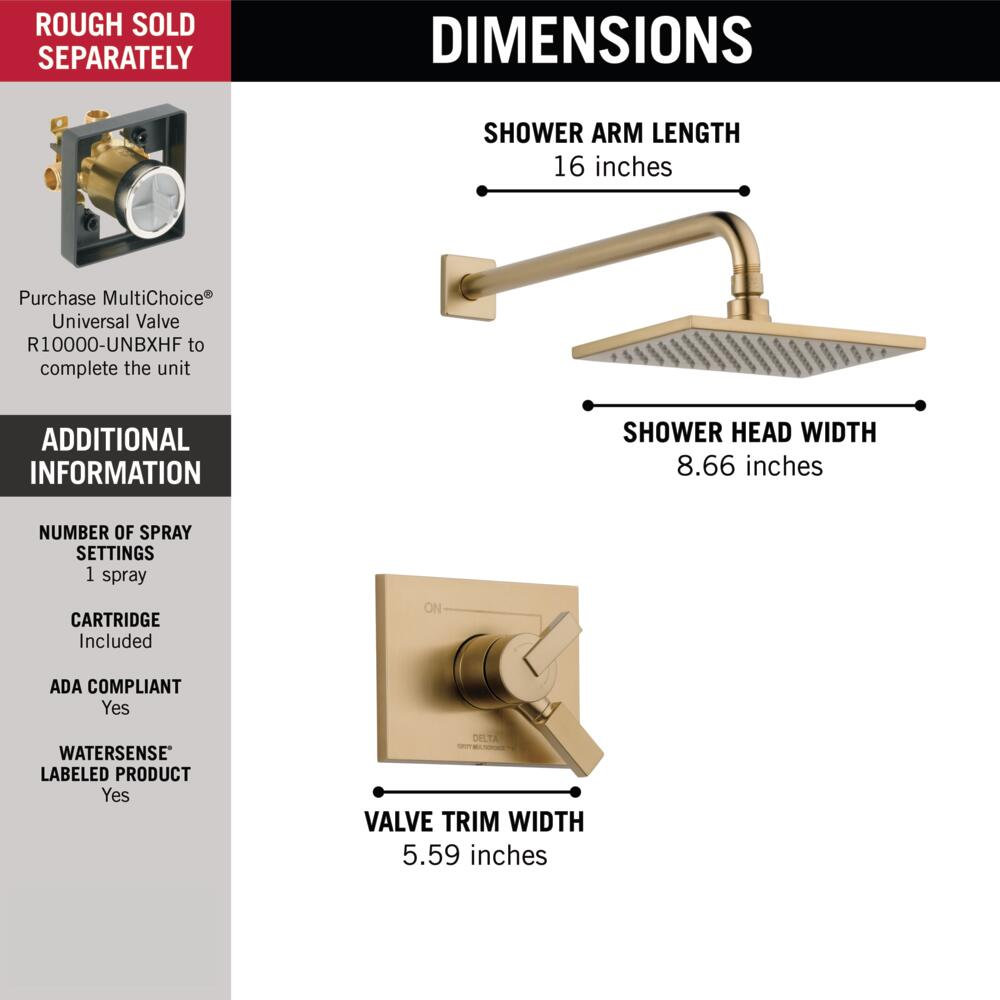Vero 17 Series Shower Faucet, Champagne Bronze