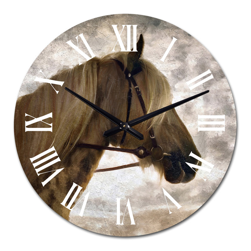 Portrait de cheval andalou - horloge murale traditionnelle, Moyen