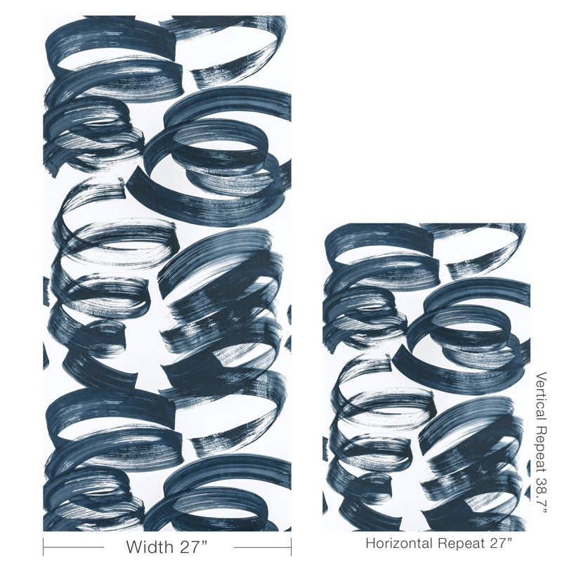 Rhapsody Laryo 11' L x 27.5" W Wallpaper Roll, Indigo