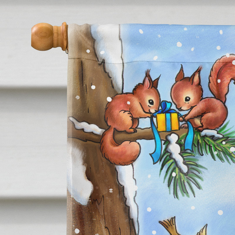 Drapeau de jardin presents2 à la main père noël, H 28 po x l 40 po