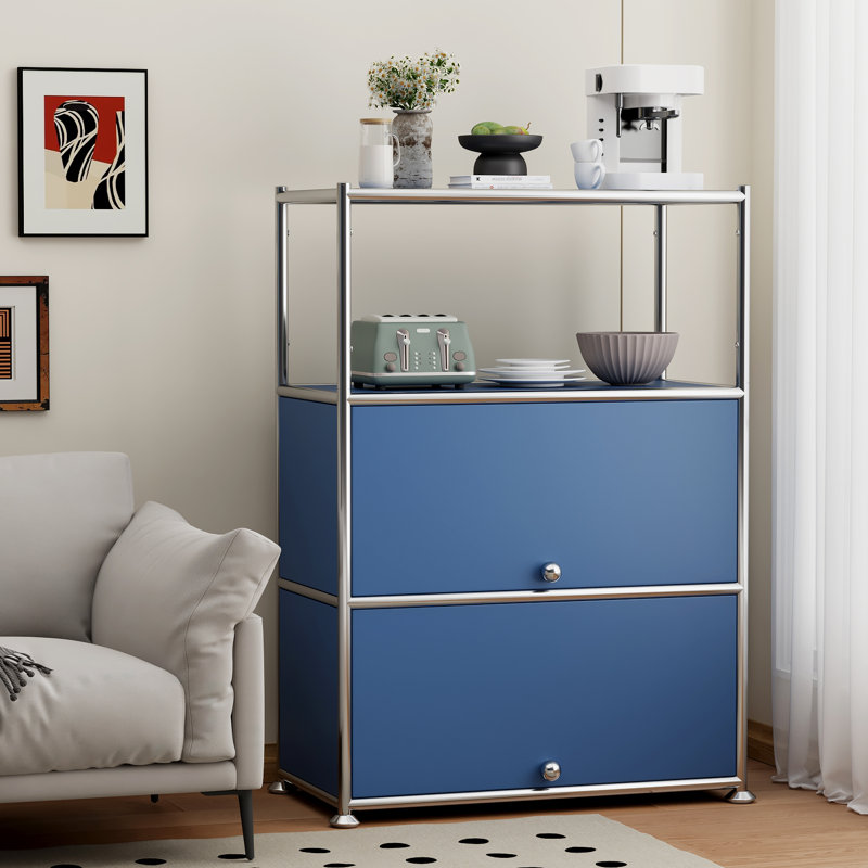 Armoire d'appoint à 2 portes avec tablettes réglables, Bleu