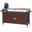 Table d'extérieur portative pour chariot de bar en résine d'aspect bois durable et comptoir en acier inoxydable, idéale pour la préparation de la cuisine et les grillades