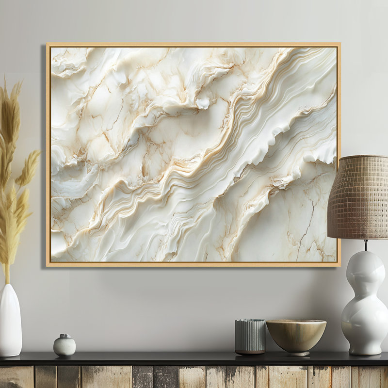 Marbre doux doux, oasis V - art abstrait grand marbre, Noir, Cadre flottant, H 24 po x l 32 po