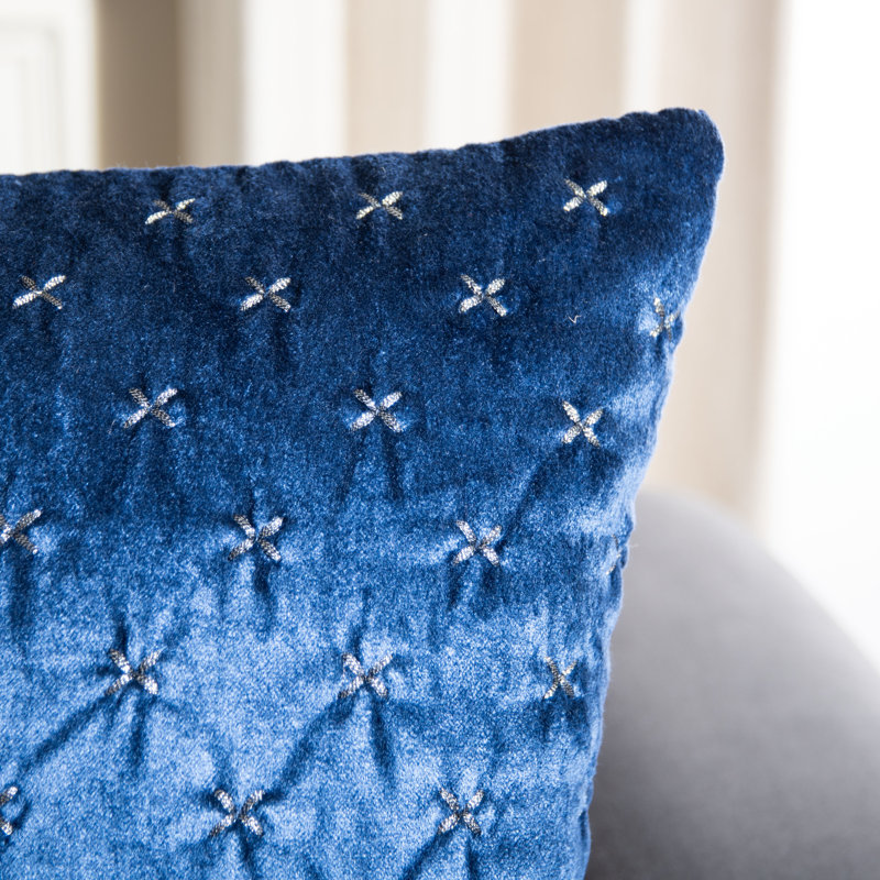 Royal Blue Rectangular Embroidered Decorative Pillow