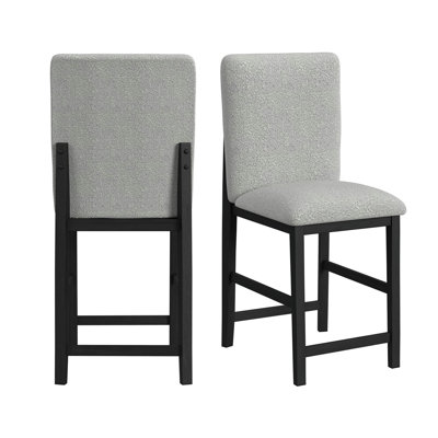  Tabouret de bar à dossier carré Canal avec tissu gris en noir (2 par carton)