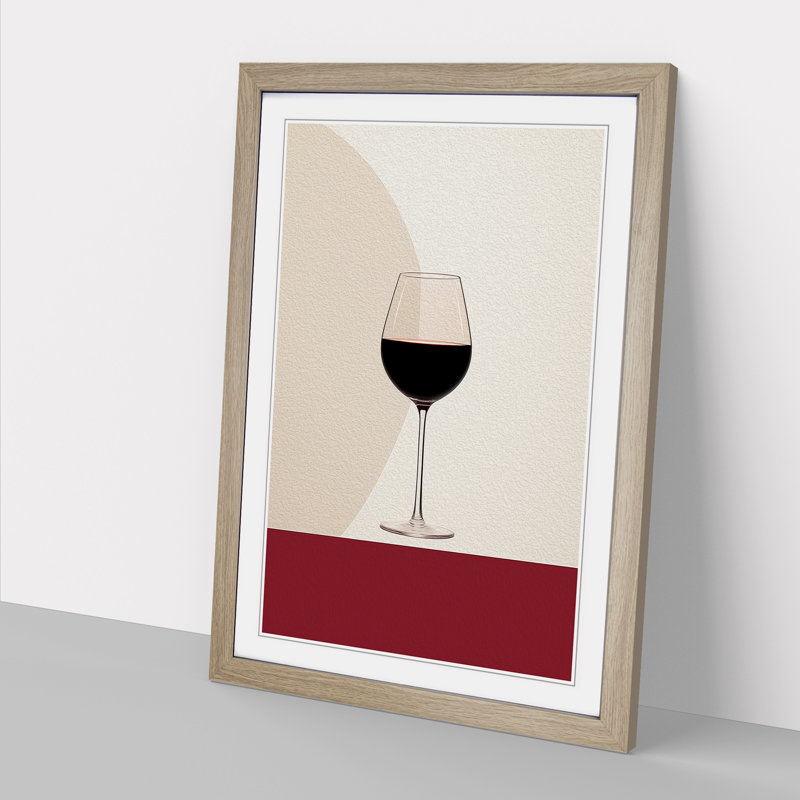 Wine Minimalism Art - Framed Print, Oak, 64cm H x 46cm W x 2cm D