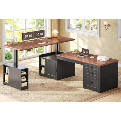 Farmhouse L Shaped Electric Standing Desk