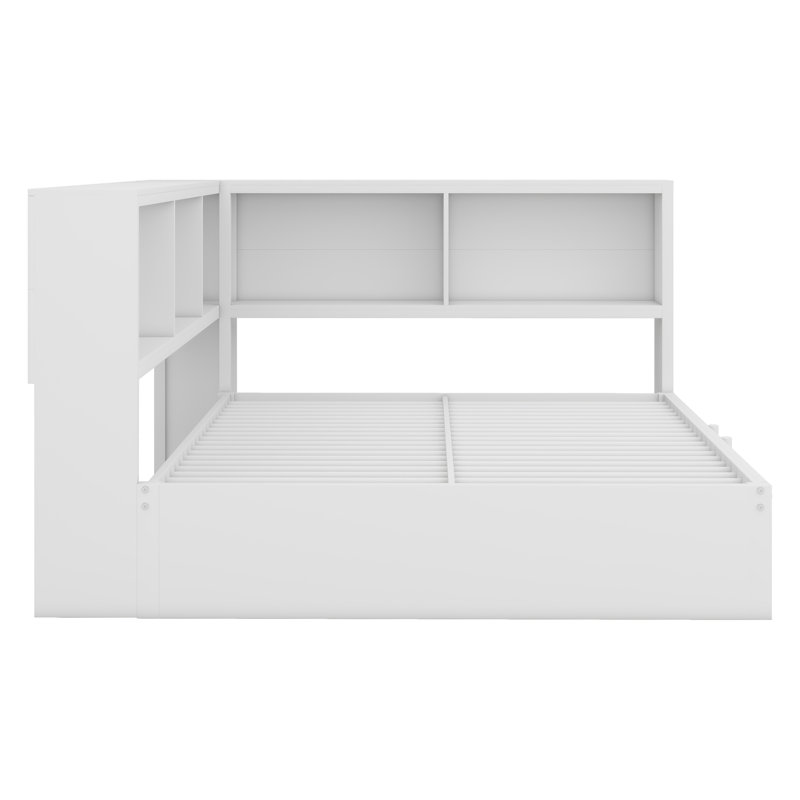 Metal Daybed With Trundle, Storage Cabinets And USB Ports, White