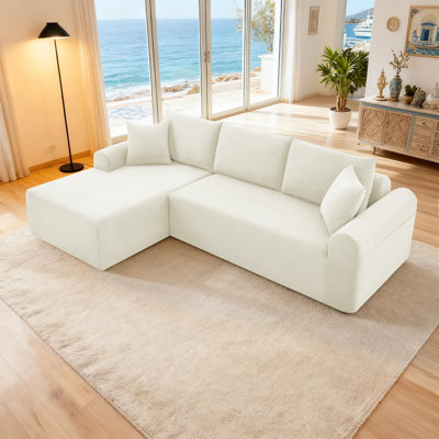 Boneless 103” Modular Sectional Cloud Sofa For Living Room Modern Minimalist Couch With L-shaped Chaise Upholstered Corduroy Couch , Deep Seat, No Assembly Required