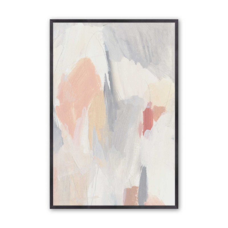Doux rosé et crème abstraite, impression, H 15,25 po x l 12,25 po, Encadrement ouvert, zinc vieilli
