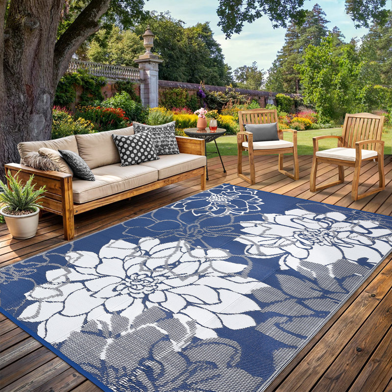 Waterproof Reversible Plastic Straw Outdoor Rug Quick-Drying Lightweight Portable Carpet for Patio Camping Porch Deck Balcony Garden Backyard