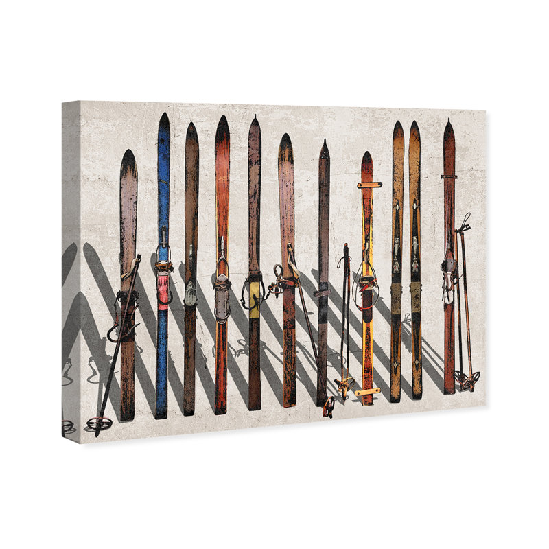 " Sports And Teams Vintage Skis, Modern & Contemporary Brown " by Oliver Gal, 36'' H x 45'' W, Wrapped Canvas