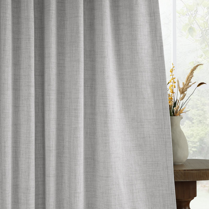100% Blackout Curtains 50 Inch Faux Linen Thermal Insulated Blackout Drapes For Bedroom Window (Set Of 2 Panels), Gray