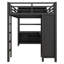 Lit mezzanine double en métal avec bureau en L et garde-robe, lit double - rangement compact pour enfants, adolescents et adultes-561344715