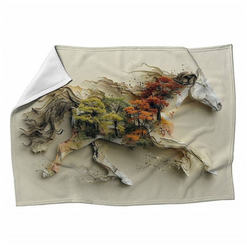 Running Horse Animals Machine Printed Throw Blanket, Throw