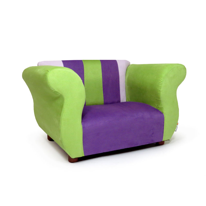 Fauteuil club en microsuède Espere Kids, Mauve / vert