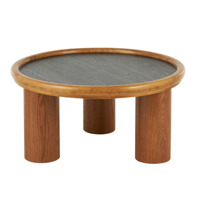 Cole And Grey Wood Handmade Coffee Table With Black Tabletop