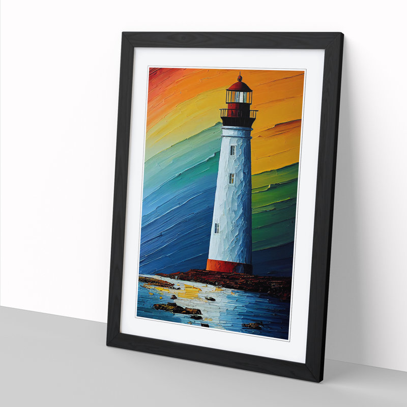 Painted Lighthouse Vol.3 - Picture Frame Print, Black, 64cm H x 46cm W x 2cm D