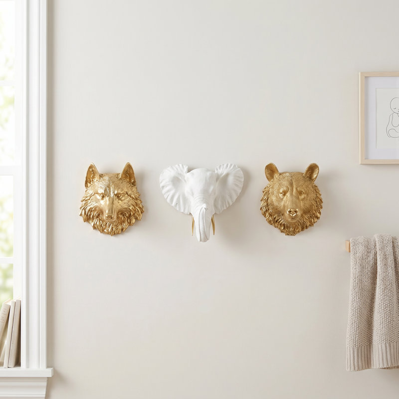 Décoration murale fausse tête d'ours miniature, Noir