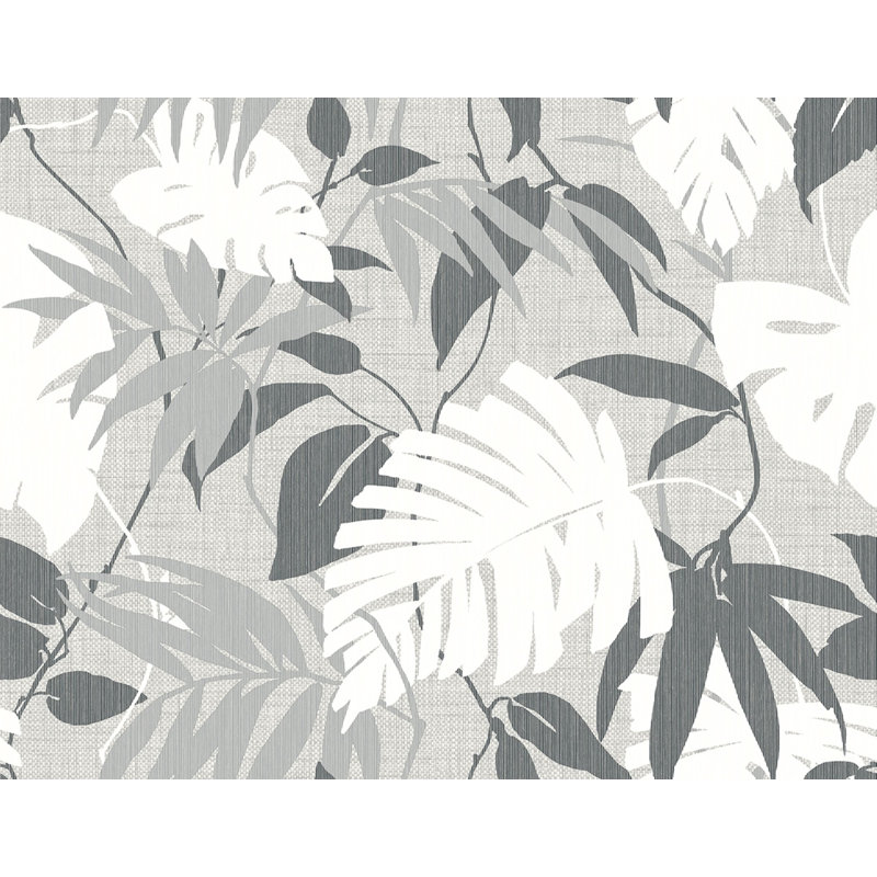 Papier peint floral Anatola, Gris / gris foncé / blanc