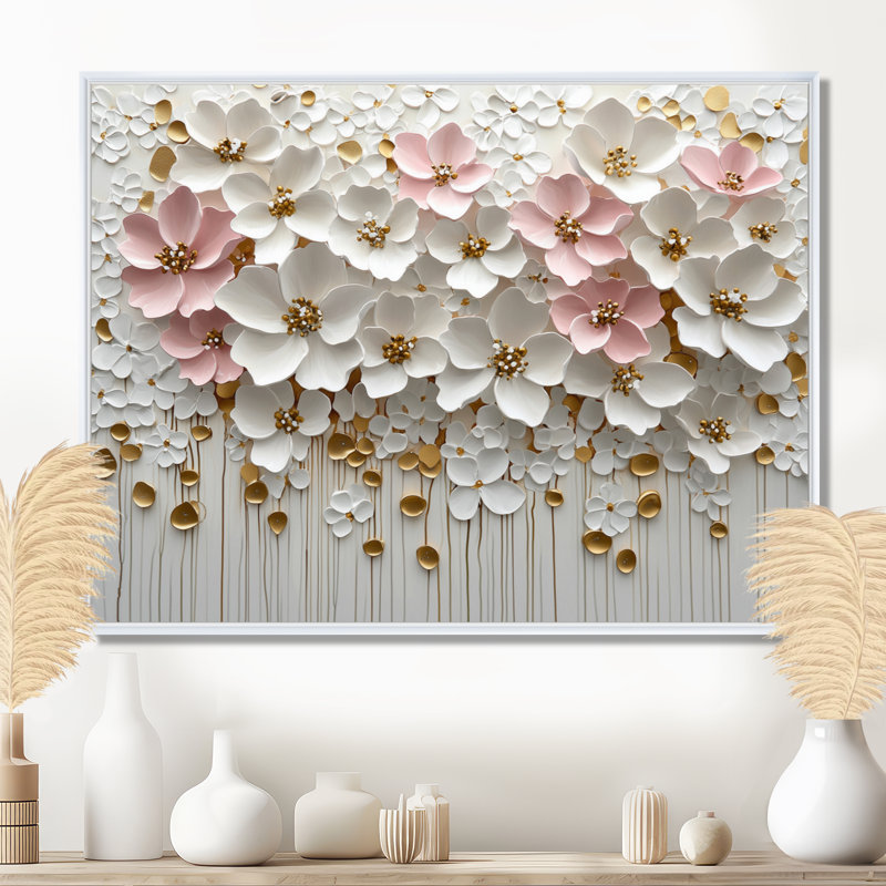 Jacorrian Widlflowers Creamy Blossoms In The Wild I - Art mural fleurs sauvages, H 34 po x l 44 po, Blanc