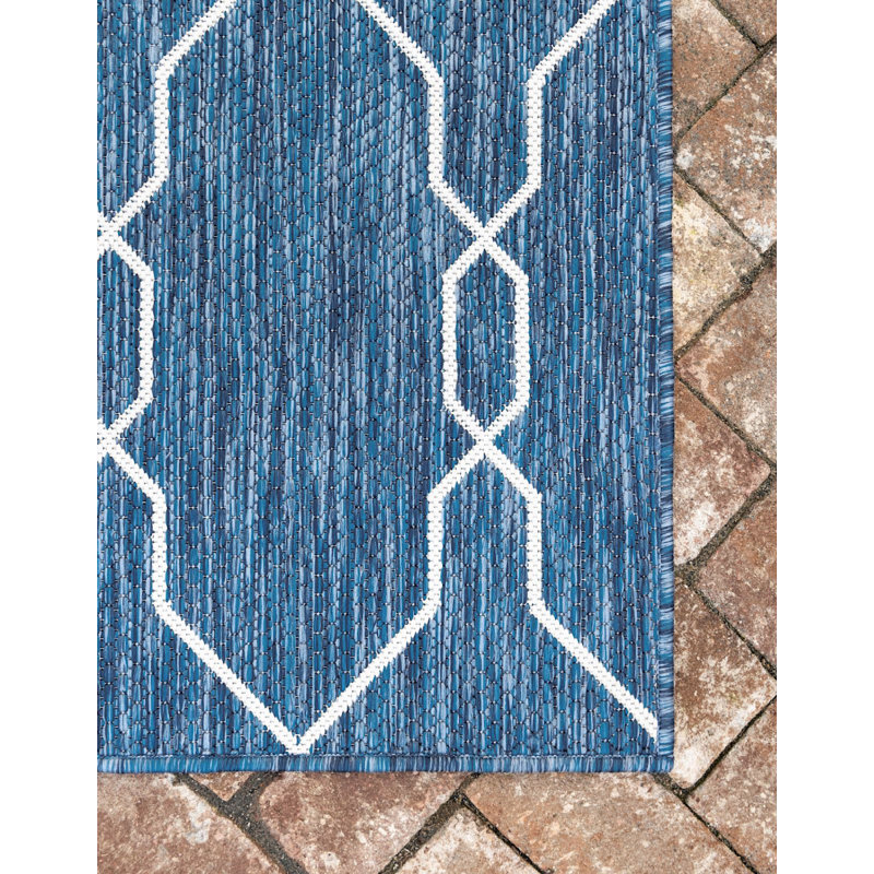 Outdoor Preen Area Rug Deep Sea Color, Runner 2' x 6'