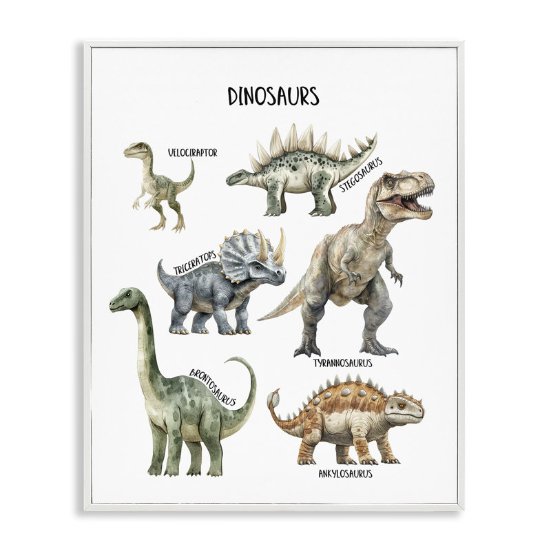Giclée encadrée, rencontrée par les dinosaures, 30" H x 24" W, Estampe numérique encadrée blanc bord de mer