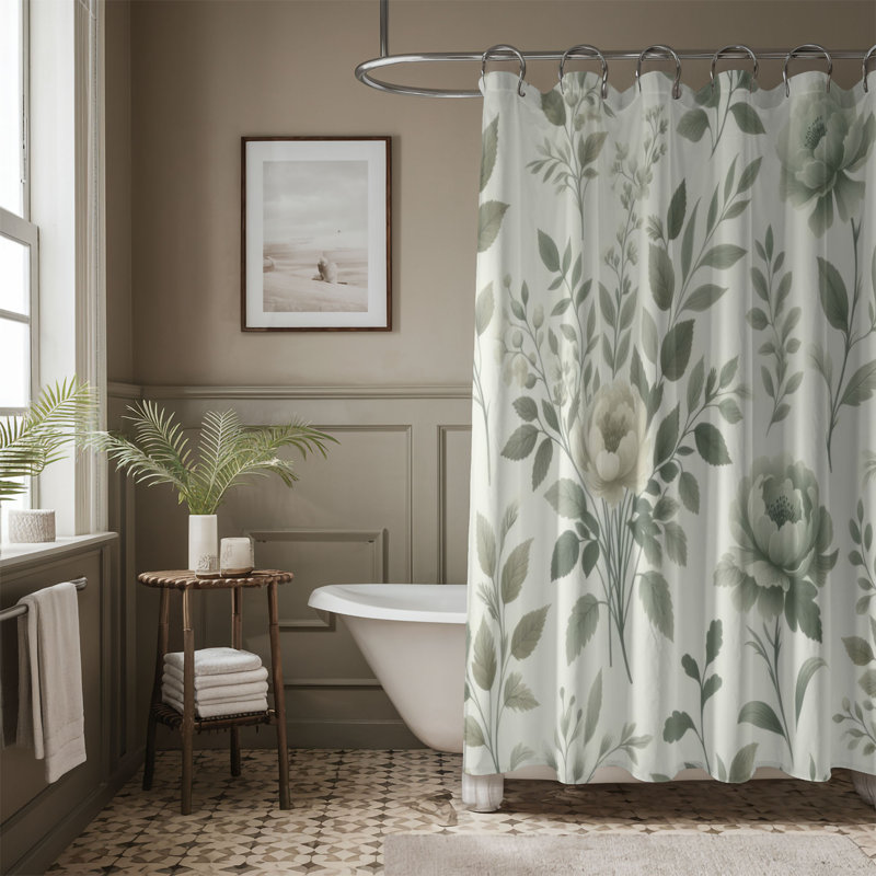 Rideau de douche 1 pièce Subtle Sage Petals, H 74 po x l 71 po