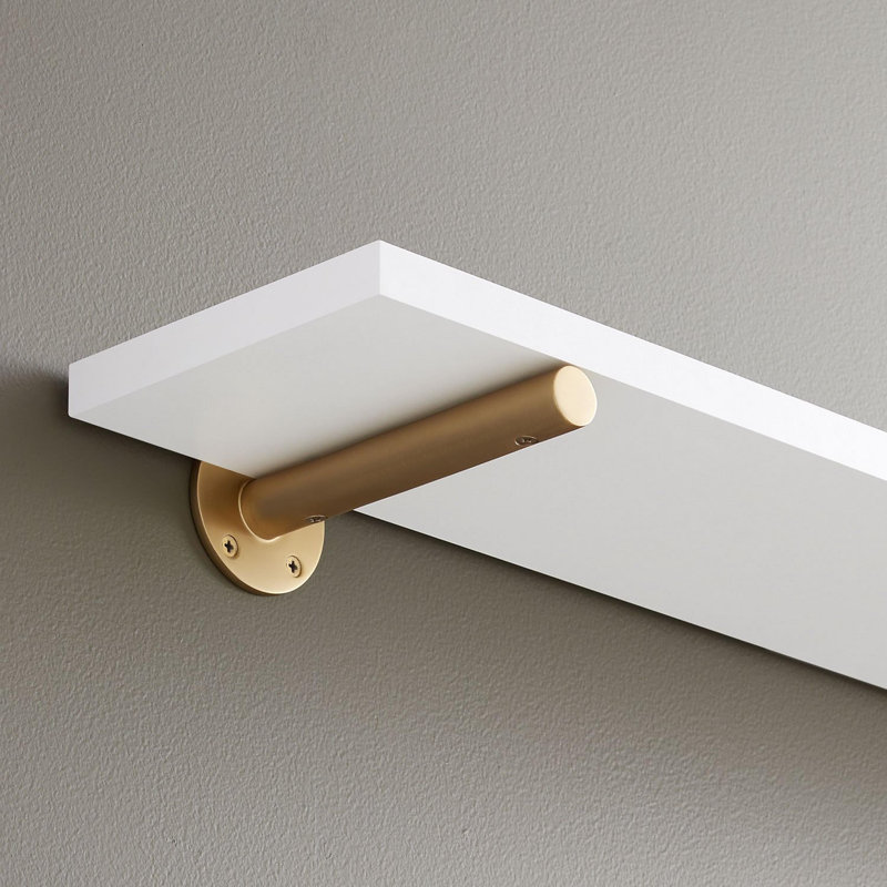 Wellston Brass Shelf Bracket, Satin Brass, 2.5" H x 6.5" W x 2.5" D