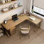 Bureaux en bois massif brun en forme de L-107198179-107198178