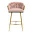 Ensemble de 2 tabourets de bar 26 po à hauteur de comptoir avec dossier ondulé à la main, base chromée dorée et repose-pieds (rose)-923205210
