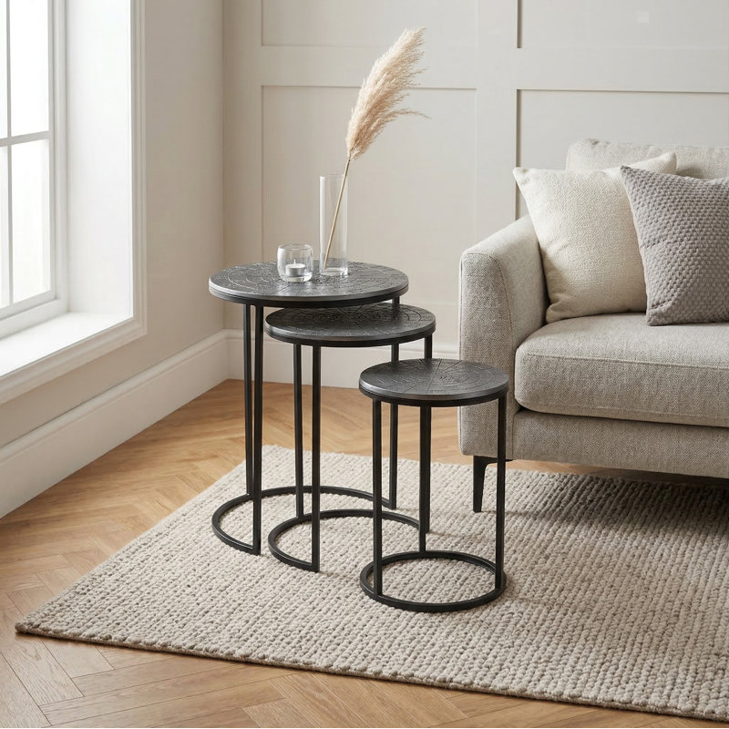 3 - Piece Living Room Table Set, Antique Brass