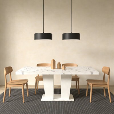 Modern Dining Table for 6 People, 70.8-Inch Rectangular Wood Dining Table, Y-Shaped Metal Legs