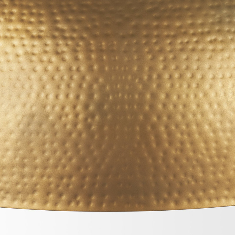 Cartie Hammered Metal Dome Pendant Light, 23" H x 36" W x 36" D, Antiqued Gold, Gold