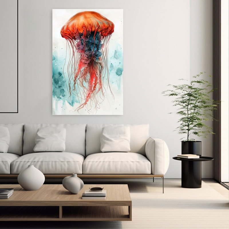Art contemporain abstrait méduse, H 60 po x l 40 po