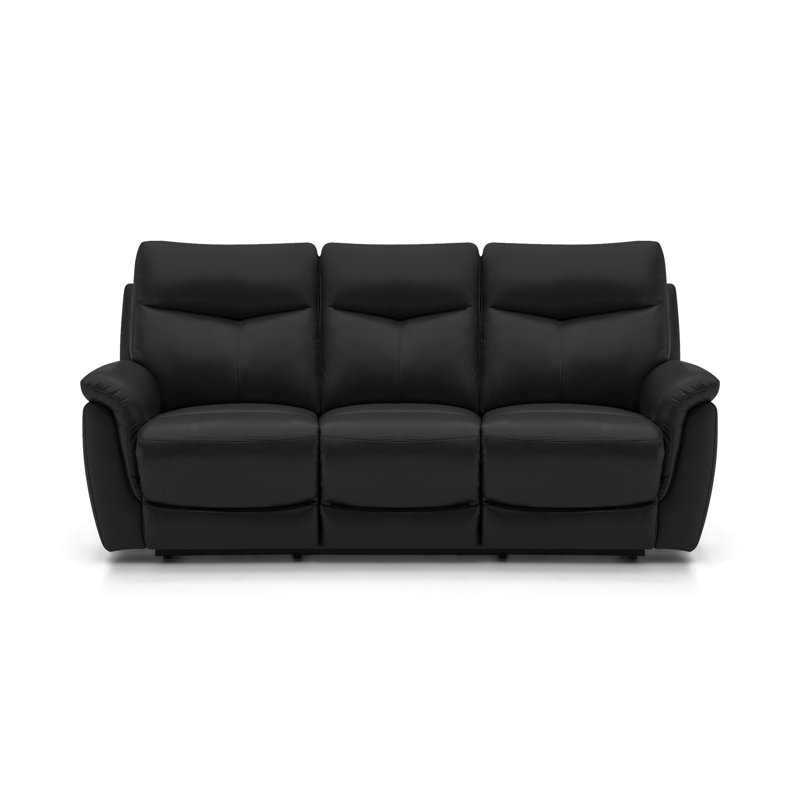 Holland 3 Seater Static Recliner, Jet Black