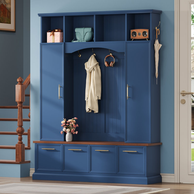 Arbre d'entrée 76,7 "avec rangement ouvert, Bleu
