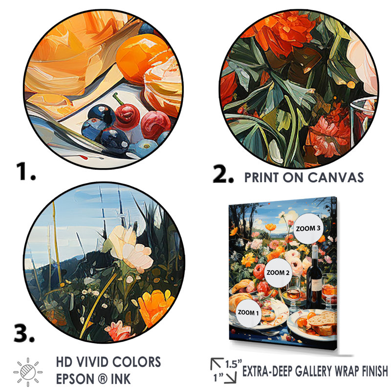 Pique-nique français à Bordeaux I - Décoration murale repas et pique-niques, H 40 po x l 30 po x P 1,5 po, Cadre simple blanc