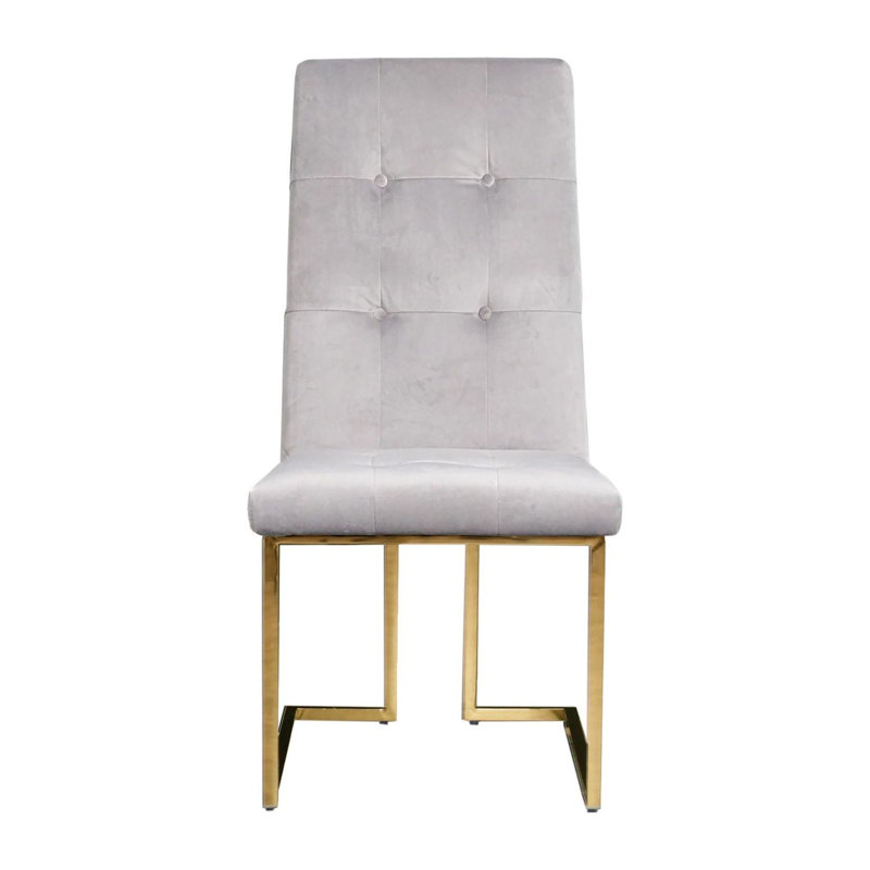 Chaise d'appoint en velours Denholme, Doré, Gris