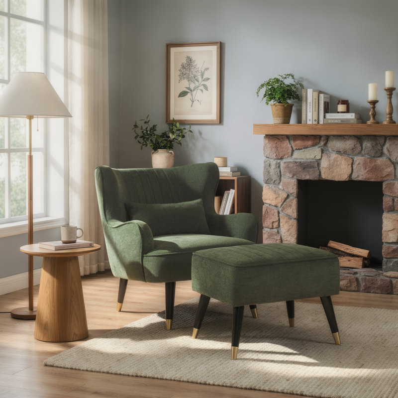 ANDYDECO Modern Style Accent Chair, Olive
