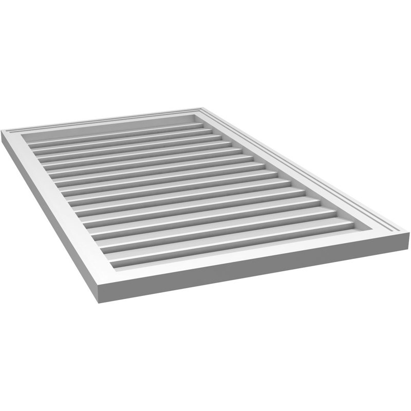 Évent à pignon fonctionnel en uréthane rectangulaire à fixation en surface, brun clair apprêté, H 42 po x l 26 po x P 1,5 po