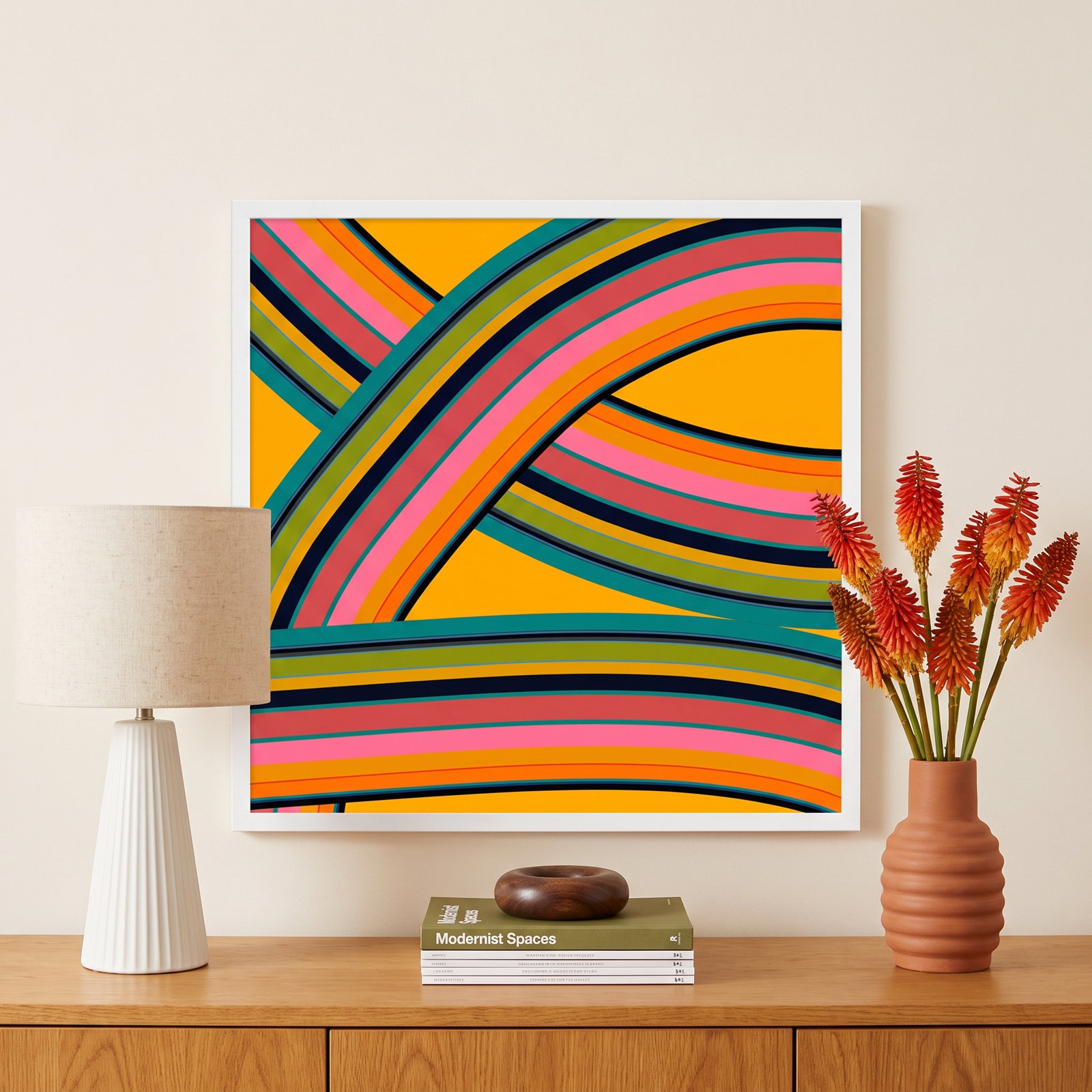 Twist Series I "Fiesta Twist" Print, 36" H x 36" W x 1.25" D, White