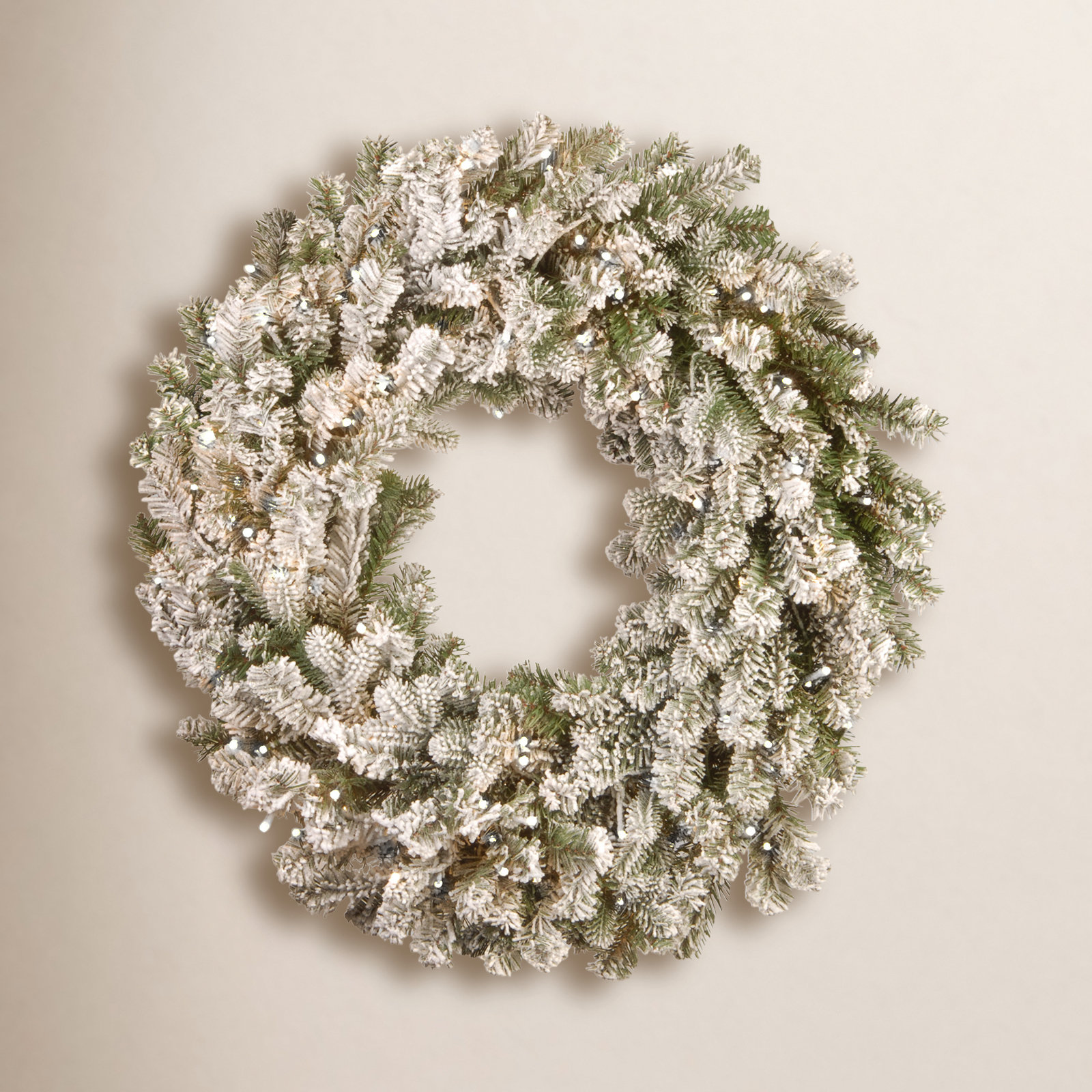 Snowy Sheffield Spruce Wreath with Twinkly LED Lights, 5" H x 24" W x 24" D