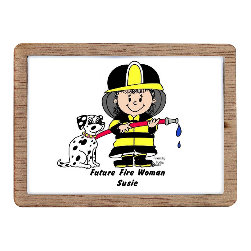 Personnalisé, futur pompier - aimant en bois pour femme - excellent cadeau!, Oui