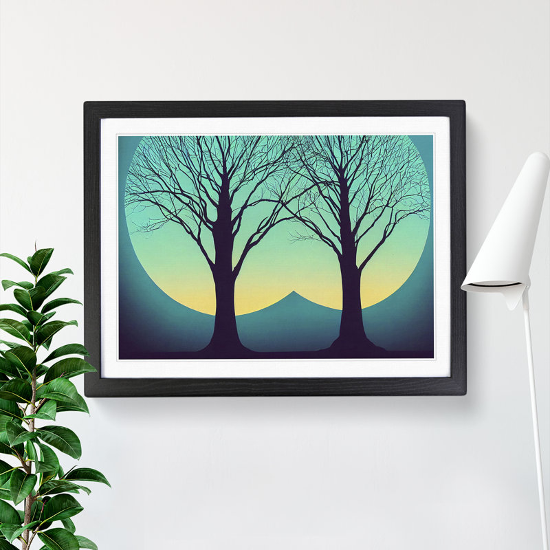 Pleasing Trees Abstract 1 Piece Single Picture Frame Wall Art, 46cm H x 64cm W x 2cm D, Black Framed