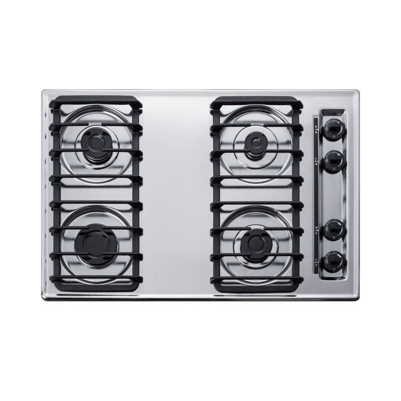 Summit Appliance 30" Gas 4 Burner Cooktop, Chrome